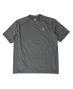 Salomon Shirt Mens Large L Gray Actilite Short Sleeve Running Athletic Stretch