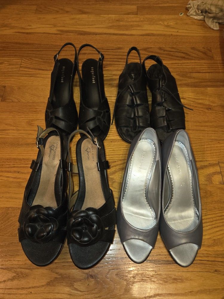 Size 8 women's shoe lot heels wedges liz clairborne Laura scott sugarfoot