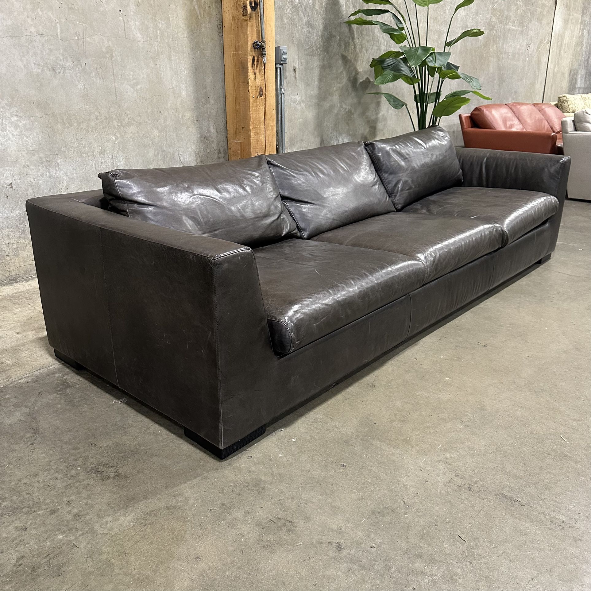 Restoration Hardware Modena Leather Down Sofa 9’ -Delivered