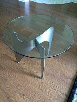 Modern glass corner table.