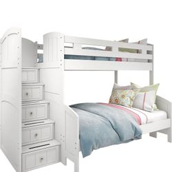 Bunk Bed Twin/full With Steps For Kids
