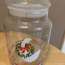 Vintage Christmas Lidded Goose Indiana Glass Good Condition