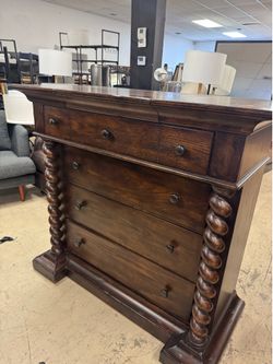Vintage Barley Twist Vanity Chest of Drawers By Lane For Eddie Bauer- 50” x 22” x 46” - Originally $4800