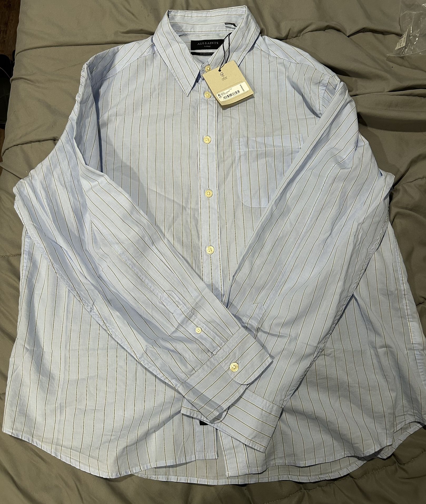 All Saints Men’s Button Down Long Sleeve Shirt