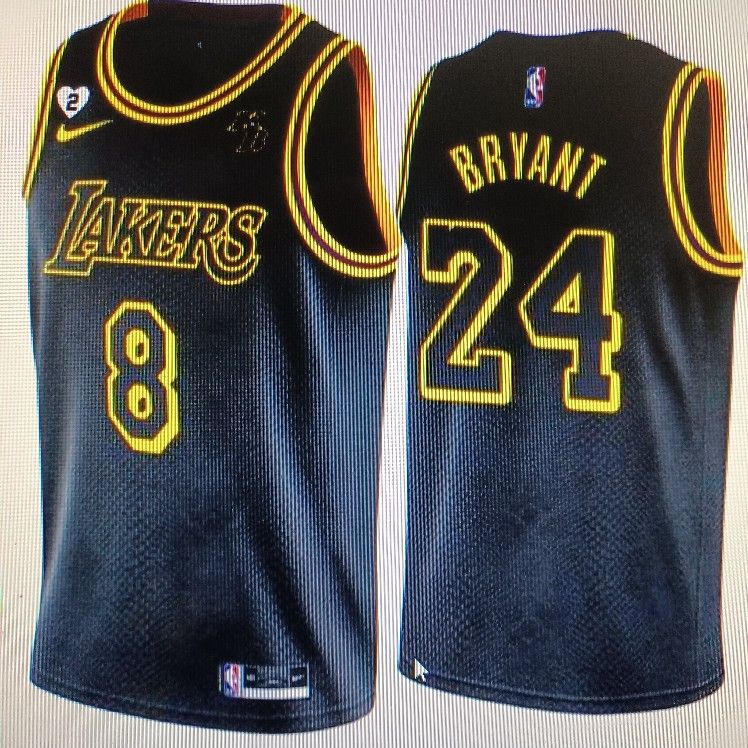 Lakers KOBE BRYANT 24 Black w/ Gigi Patch K/B Patch Factory Sewn