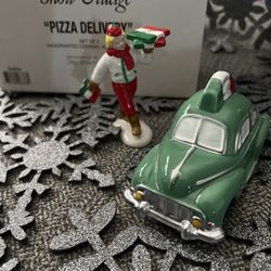 VTG Dept 56 - PIZZA DELIVERY SET OF 2 #54866 - Snow Village NEW RETIRED 1998