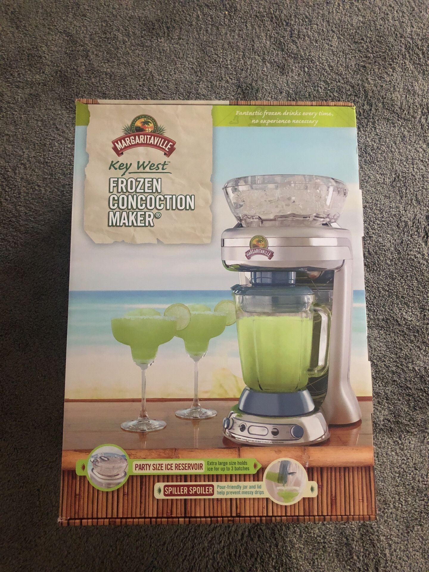 Margaritaville Key West Frozen Concoction Maker with Easy Pour Jar and XL  Ice Reservoir,Green