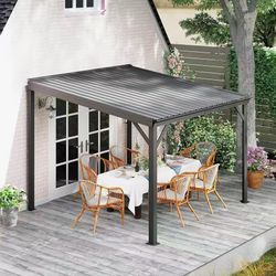 #F Wall Mounted Hardtop Metal Lean to Gazebo Outdoor Pergloa 10x10FT $  450