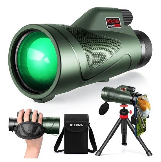 Monocular - Telescope 12X60 HD Monocular with Smartphone Adapter Tripod & Portable Bag, Monoculars for Adults High Power with BAK4 Prism & FMC Lens