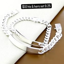 His And Hers Silver Bracelet 