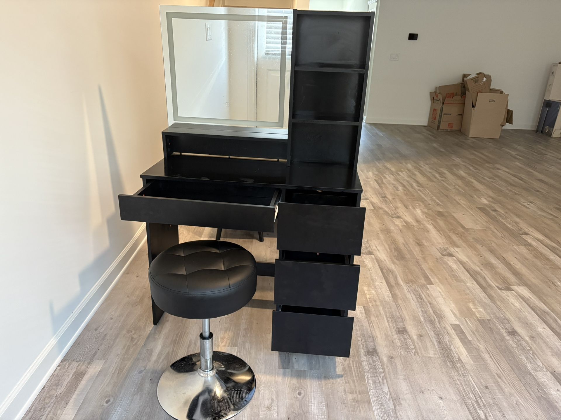 Vanity Desk with LED Lighted Mirror