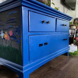 Navy blue Abstract Painted Dresser