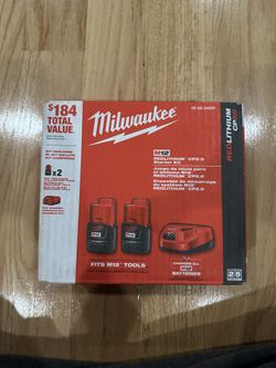 Milwaukee M12 12V Lithium-Ion Compact 2.0 Ah Battery Pack (2-Pack) Starter Kit with Charger