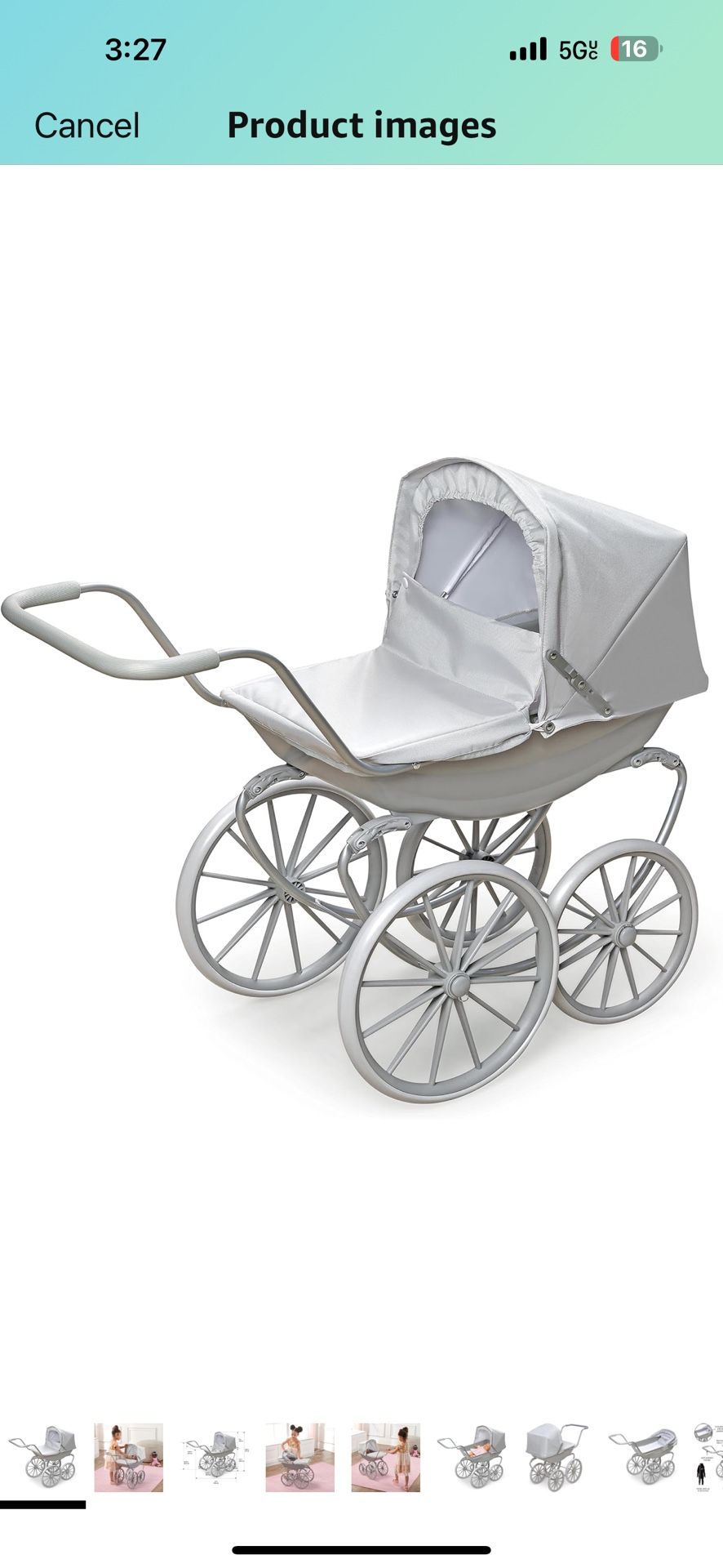 Badger Basket London Doll Stroller for 18 Inch Dolls – Stylish and Functional Stroller for Creative Play for Young Doll Lovers