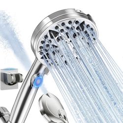 New Shower Head, 9-Mode High Pressure Shower Head with Handheld & ON/Off Switch, Anti-clog Nozzles & Built-in Spray for Clean Tub & Pet, With Stainles