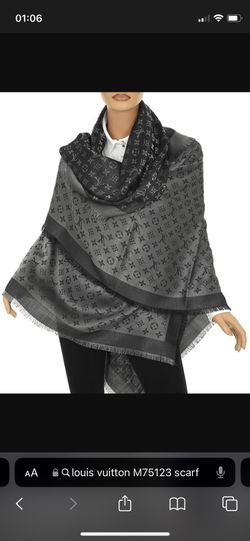 grey monogram shine shawl