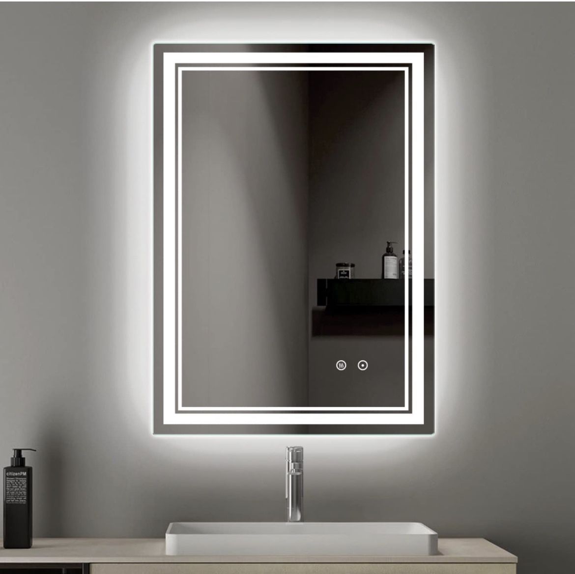 SSWW 20x28 Inch LED Mirror for Bathroom Wall Mounted Vanity Mirror with Lights 3 Colors Dimmable Anti-Fog Lighted Bathroom Mirror Vertical/Horizontal