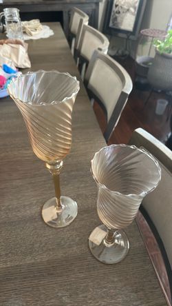Iridescent Swirl Glass Vases Set of 2