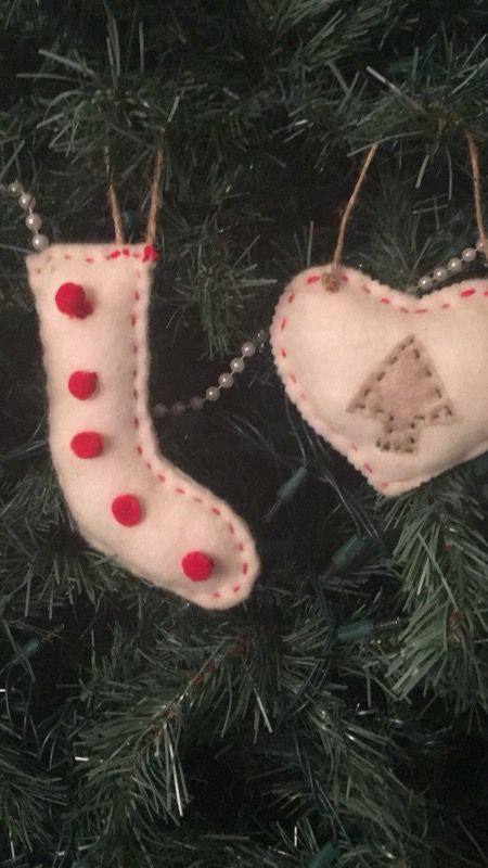 2 hand sewn ornaments