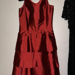 Alfred Sung Red Ruffle Layer Dress Size 10