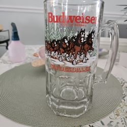  Vintage Budwieser Tall Beer Glass Mug Over 30 Yesr Used As Decor  25 Obo