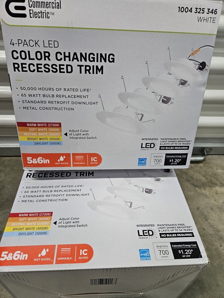 Commercial Electric
CE 5/6 in. 5CCT selectable Recessed Retrofit Trim 4-Pack