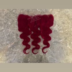 16” Burgandy 13x4 Transparent Lace Frontal, Body Wave Texture 