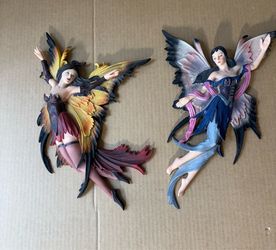 Decor Fairy Pixie 2 Figures Hanging Wall