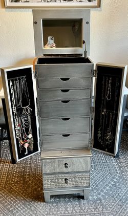 Pier 1 Imports Hayworth Mirrored Jewelry Armoire **Read Description **