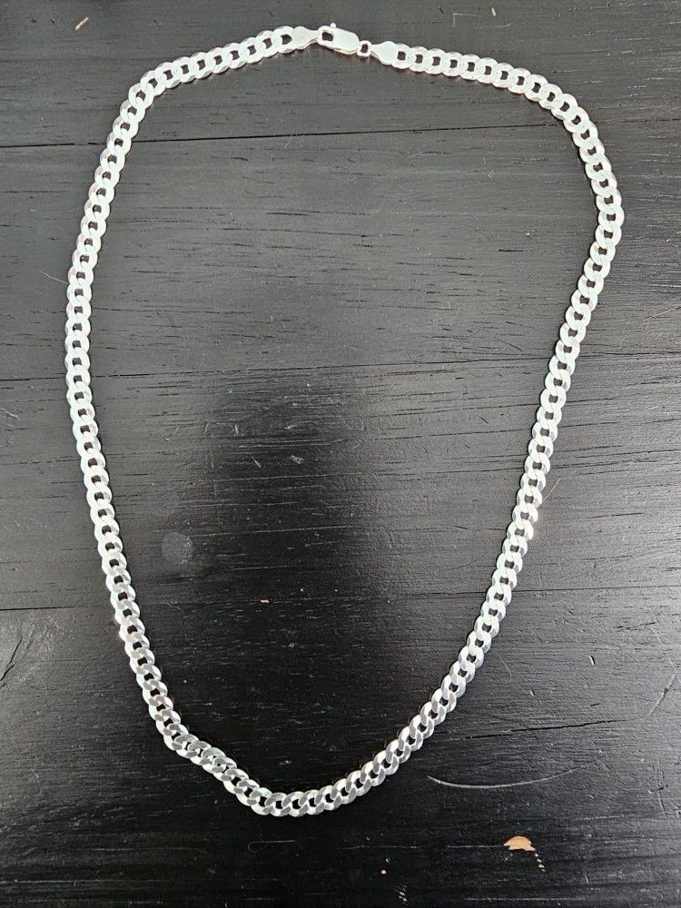 24in. 7mm. 925 Sterling Italian Silver CUBAN