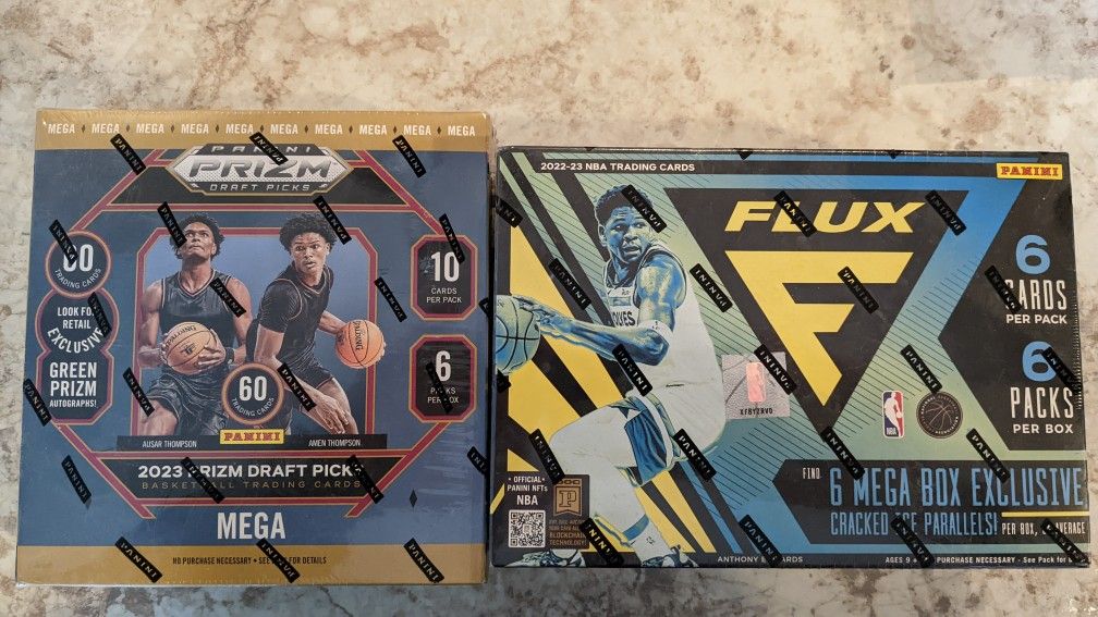 (1) 2023 Panini Prizm NBA Draft Picks MEGABOX and (1) Flux NBA 2023 MEGABOX