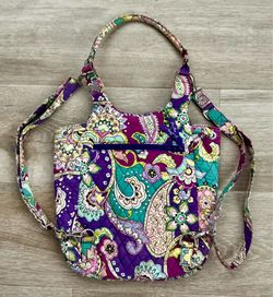 Vera Bradley Quilted Paisley Heather Convertible Backpack Purse Handbag Bag