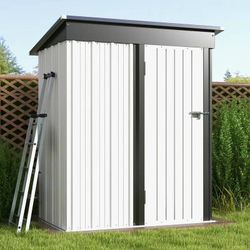 Brand New In Box, 5 ft. W x 3 ft. D Outdoor Storage Metal Shed Utility Patio Shed for Garden and Backyard 15 sq. ft. in Gray，$99