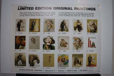 Vintage 1987 D.L. Rust Emmett Kelly Jr. Art Gallery Promo Poster (24x18)
