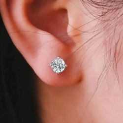 .5 CT TW 14k solid Gold set with Simulated Diamond - Diamond Veneer Basket Settings Stud Earrings