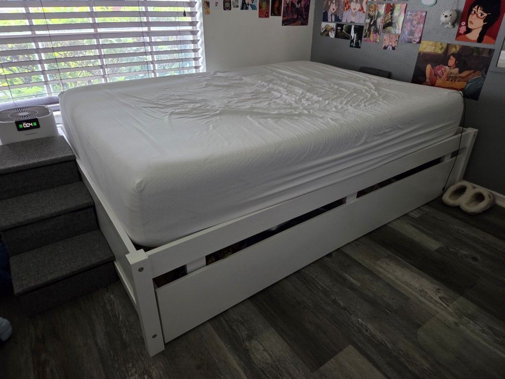 Full Size Bedframe with Storage + Twin Bed Space