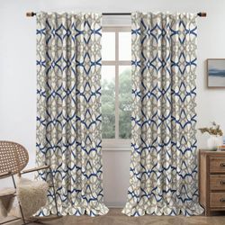 2 Panels 52 x 84 Inch Black Out Curtains Geo Moroccan Pattern