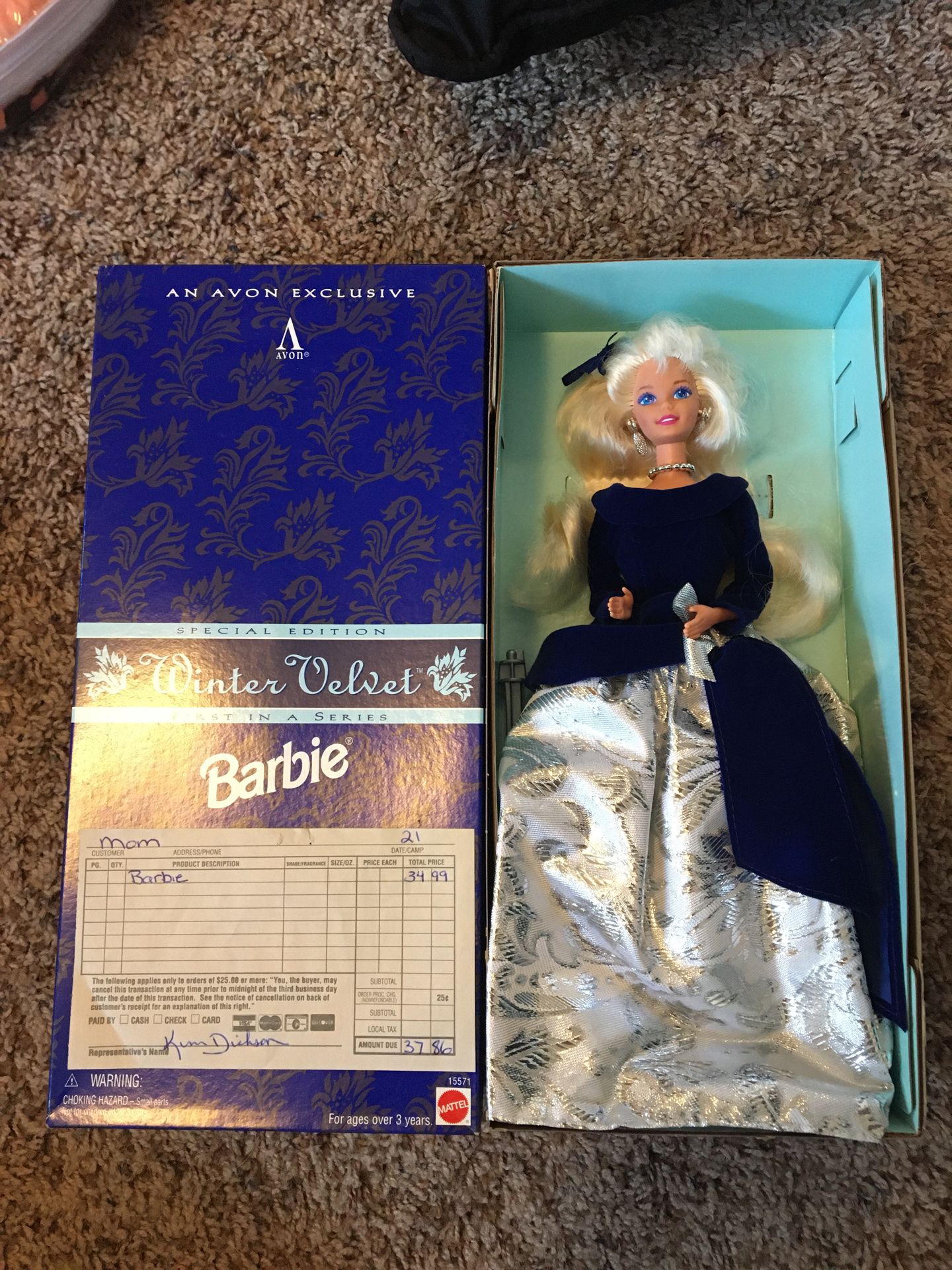 Winter velvet Barbie figurine