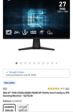 27” 144Hz Gaming Monitor