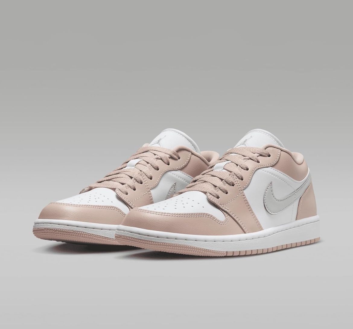 NIKE Air Jordan 1 Low Women's Shoes (DC0774-120, White/Particle Beige/Light Bone) Size 11