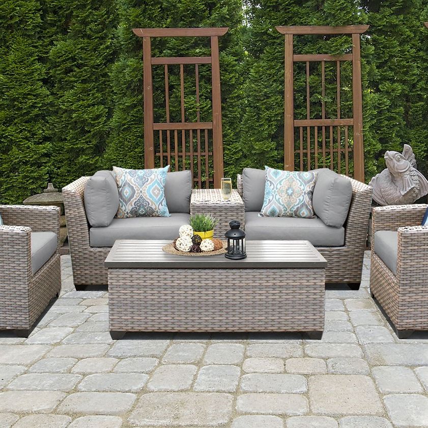 New Outdoor HDPE 6pc Patio Furniture Wicker Lounge Set