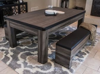 Pool table/ Table tennis/ Dining Table Set with Two Benches