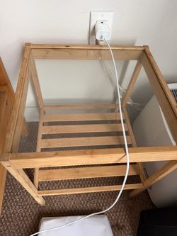 2pcs bedside table with glass top