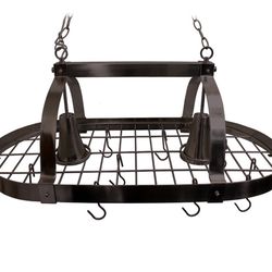 Elegant Designs 2 Light Kitchen Pot Rack with Downlights