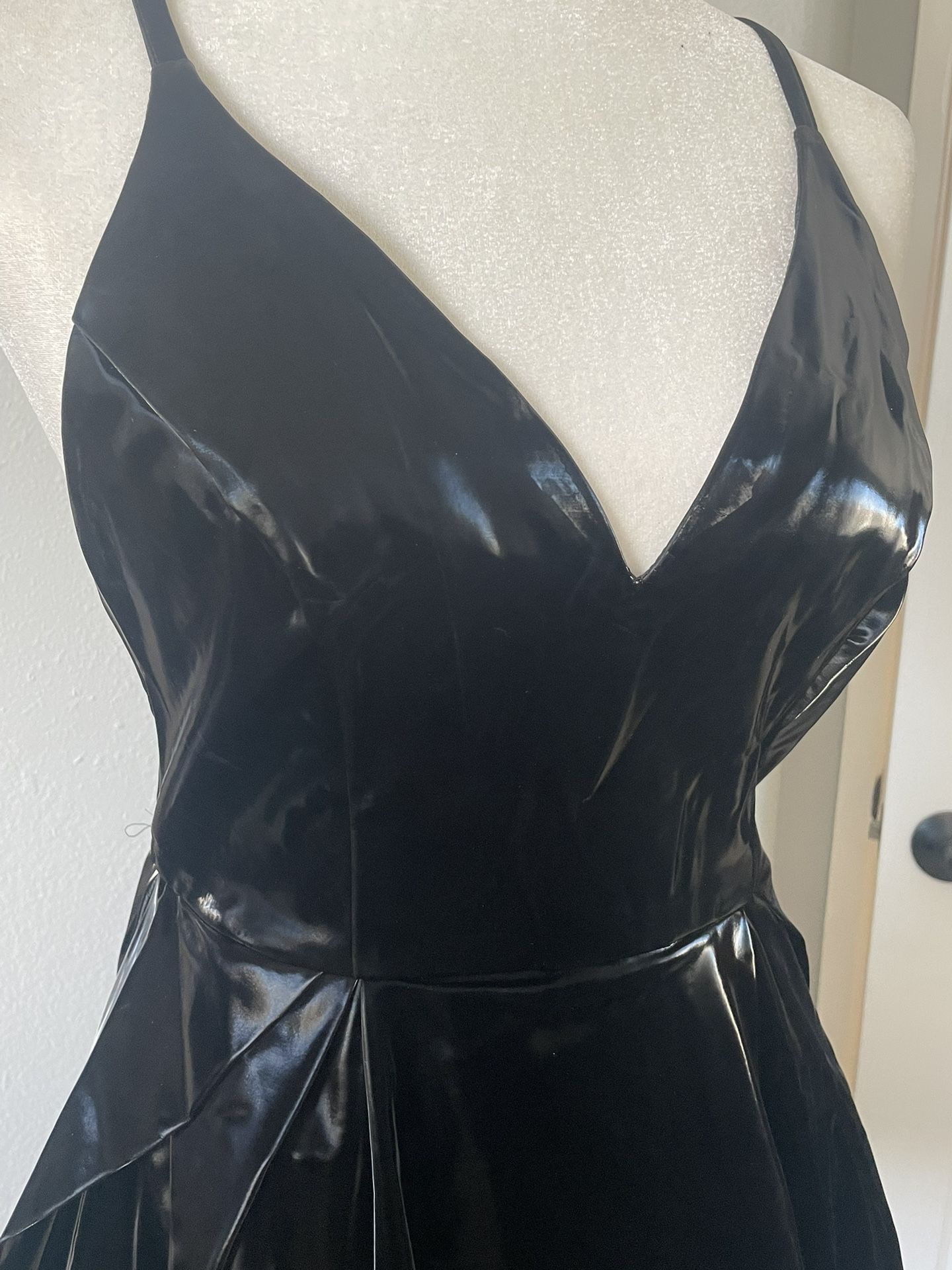 Fashion Nova Women's Black Pu Leather With Spaghetti Straps