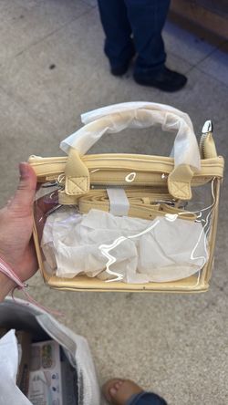 Clear/Tan handbag with strap