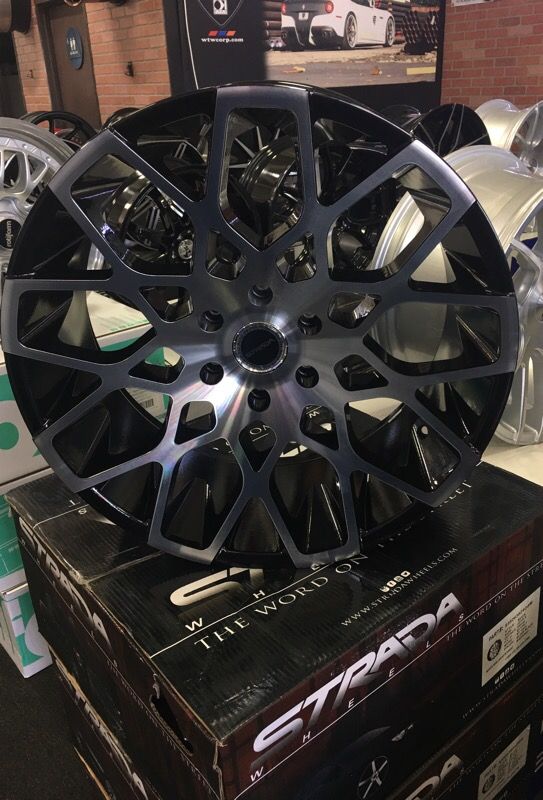 22" inch Strada Buca Black machine face wheels only