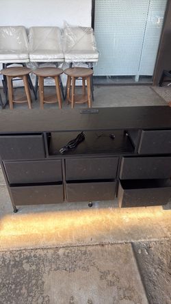 Black Dresser with 9 Drawers and Power Strip
