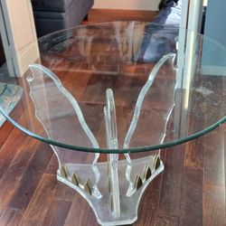 Acrylic Swan 36" Glass Top Table
