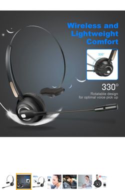 Headset/Bluetooth Phone Headset with Microphone,12hrs Talk Time Office Bluetooth Headset with Noise Canceling ,Bluetooth Headphones for Cell Phone,Co